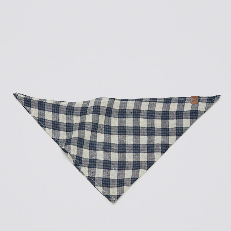 Hundehalstuch Bandana Check Dark Blue - Beige